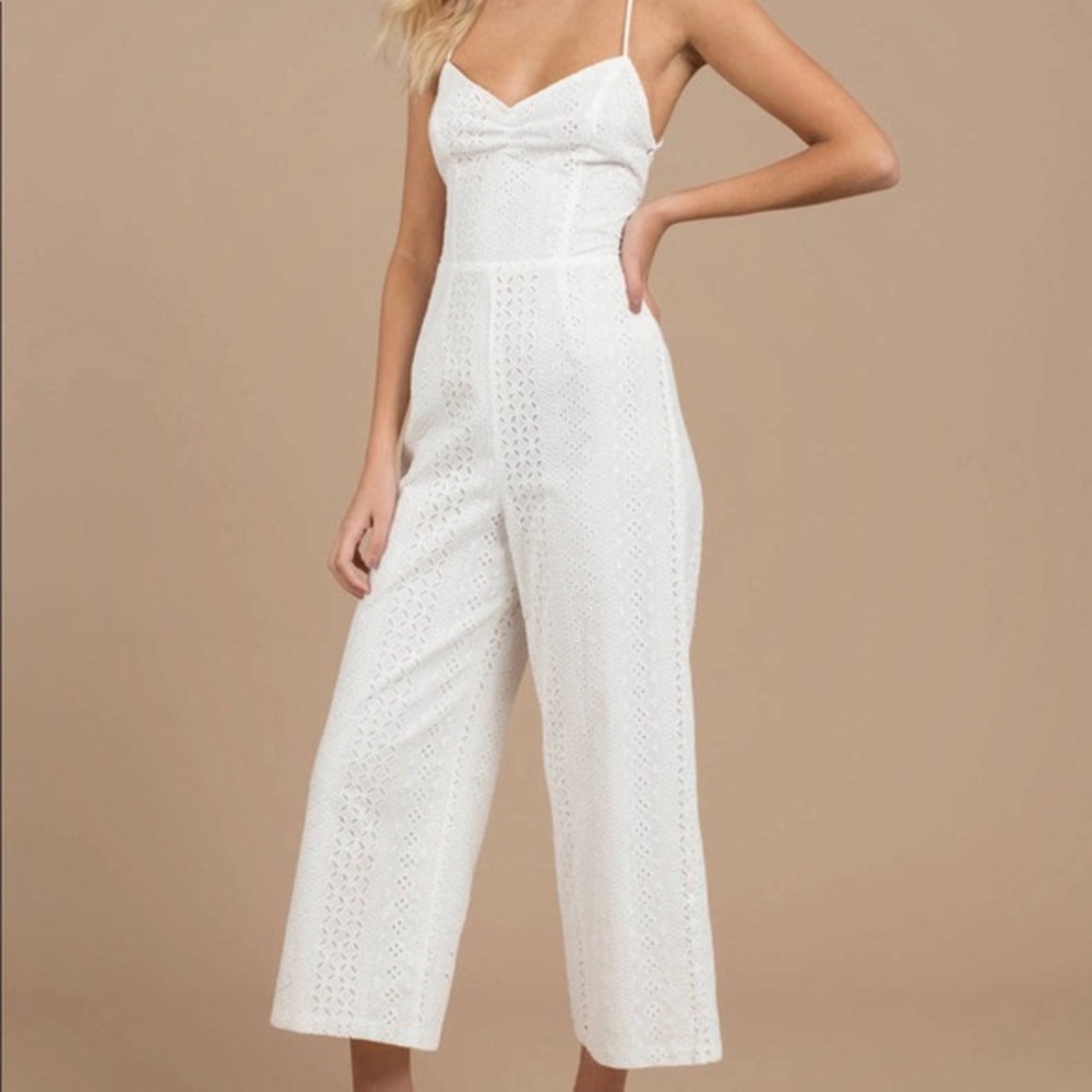 ASTR White Eyelet Jumpsuit